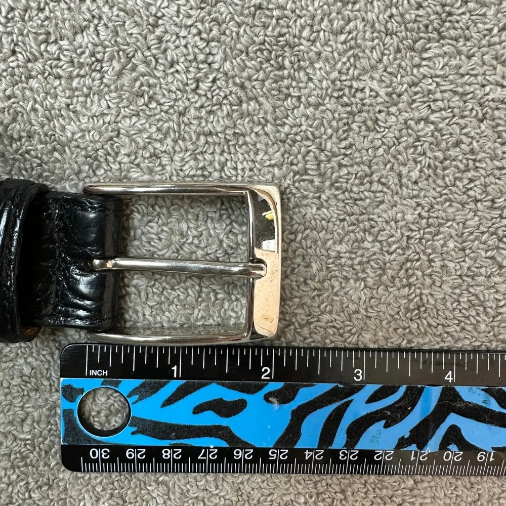 Carmina Shoemaker Black Crocodile Embossed Leather Belt Sz 40 100 Made in Spain